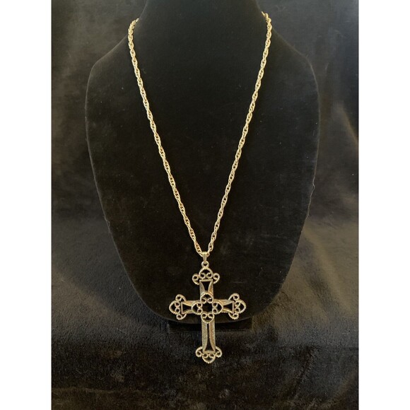 1973 Sarah Coventry Limited Edition Signed Large Cross Necklace Rare Collectible - Picture 2 of 5
